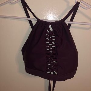 Maroon high rise swimsuit top